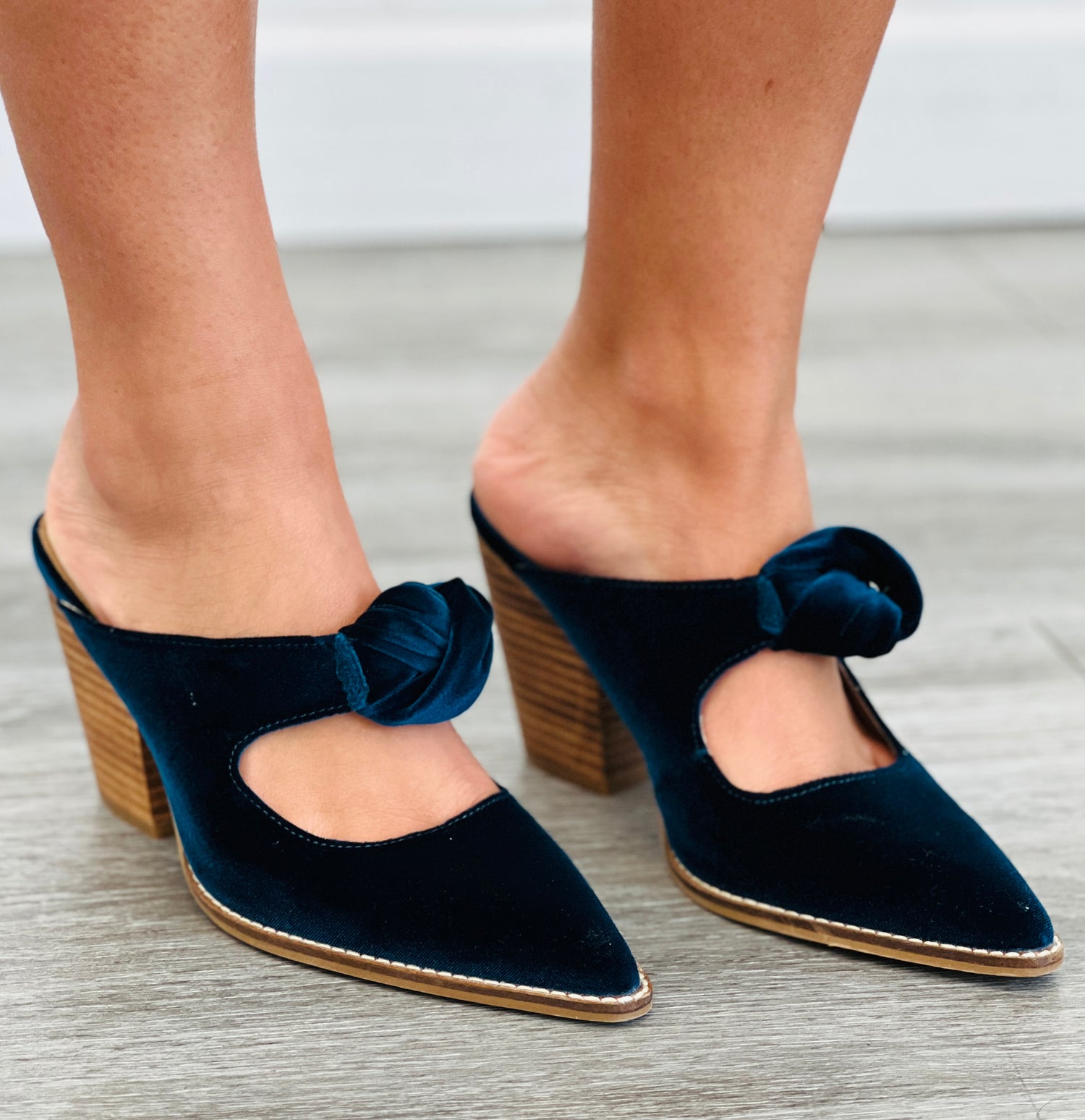 Corkys Teal Velvet Knot Gonna Happen Shoes – Walker Rose Boutique