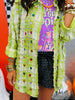 Green Plaid Multi Crystal Shacket (One Size)