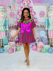 Queen Of Sparkles Pink Plaid Metallic Wreath Midi Dress (Reg. & Plus)