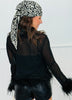 Black Feather Clad Mesh Cardi Top (Reg.)