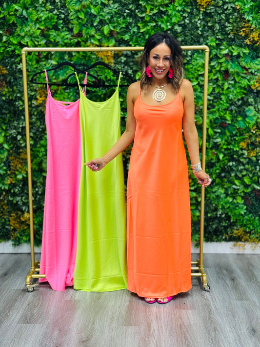 Satin Backless Maxi Dress (Reg.)- 3 Colors