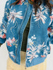 Light Denim Floral Beaded Sequin Zip Up Jacket (Reg.)