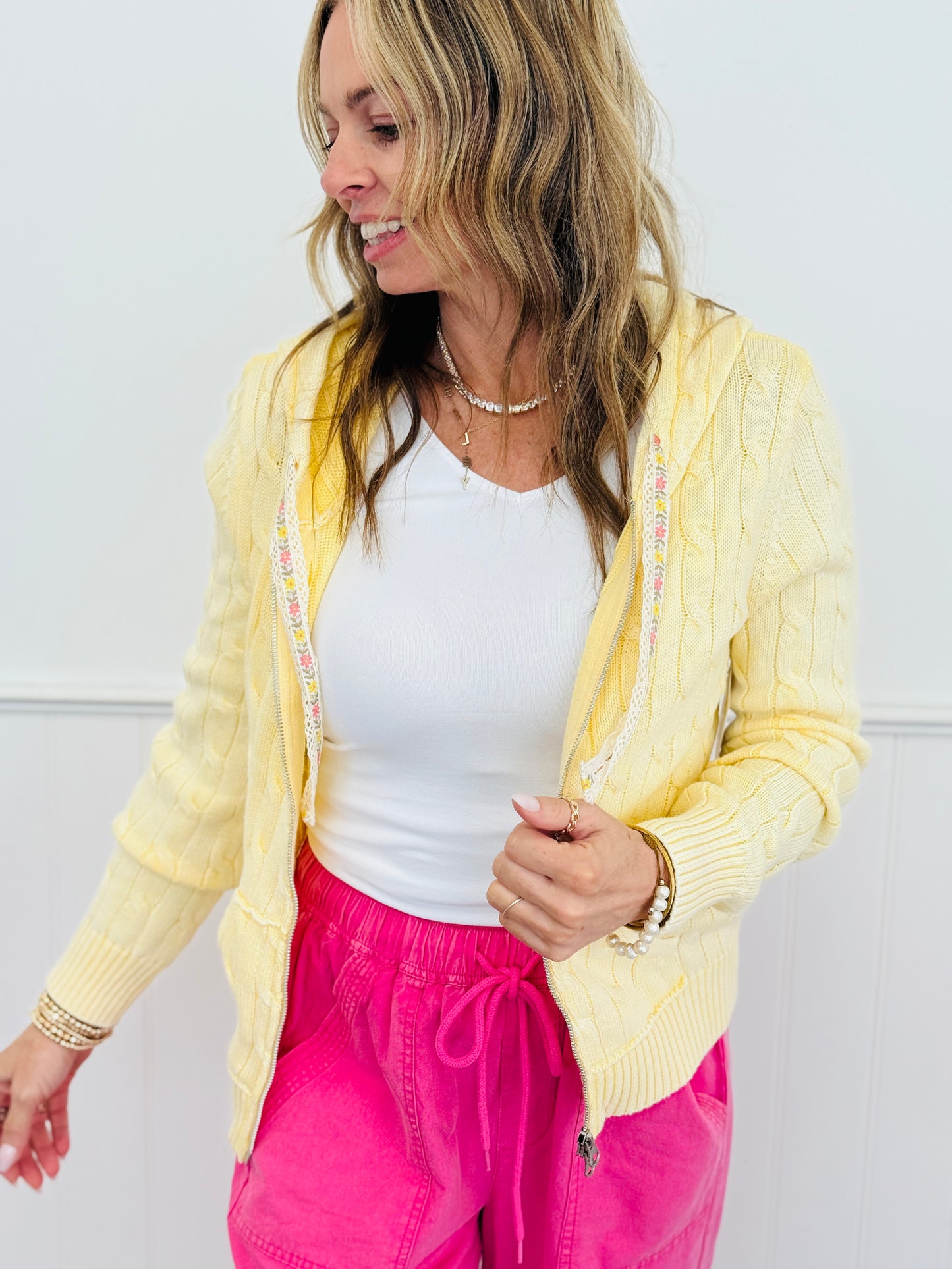 POL Pineapple Zip Up Hoodie Sweater Cardigan (Reg.)