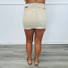 Taupe Pearl Detailed Denim Mini Skirt (Reg.)