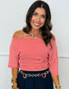 Red Striped Tie Back Top (Reg.)