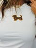 White Beaded Puppy Dog Top (Reg.)