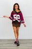 Burgundy Oversized 92 Lace Trim Jersey Top (Reg.)