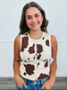 Cow Print Button Down Sweater Top (Reg.)
