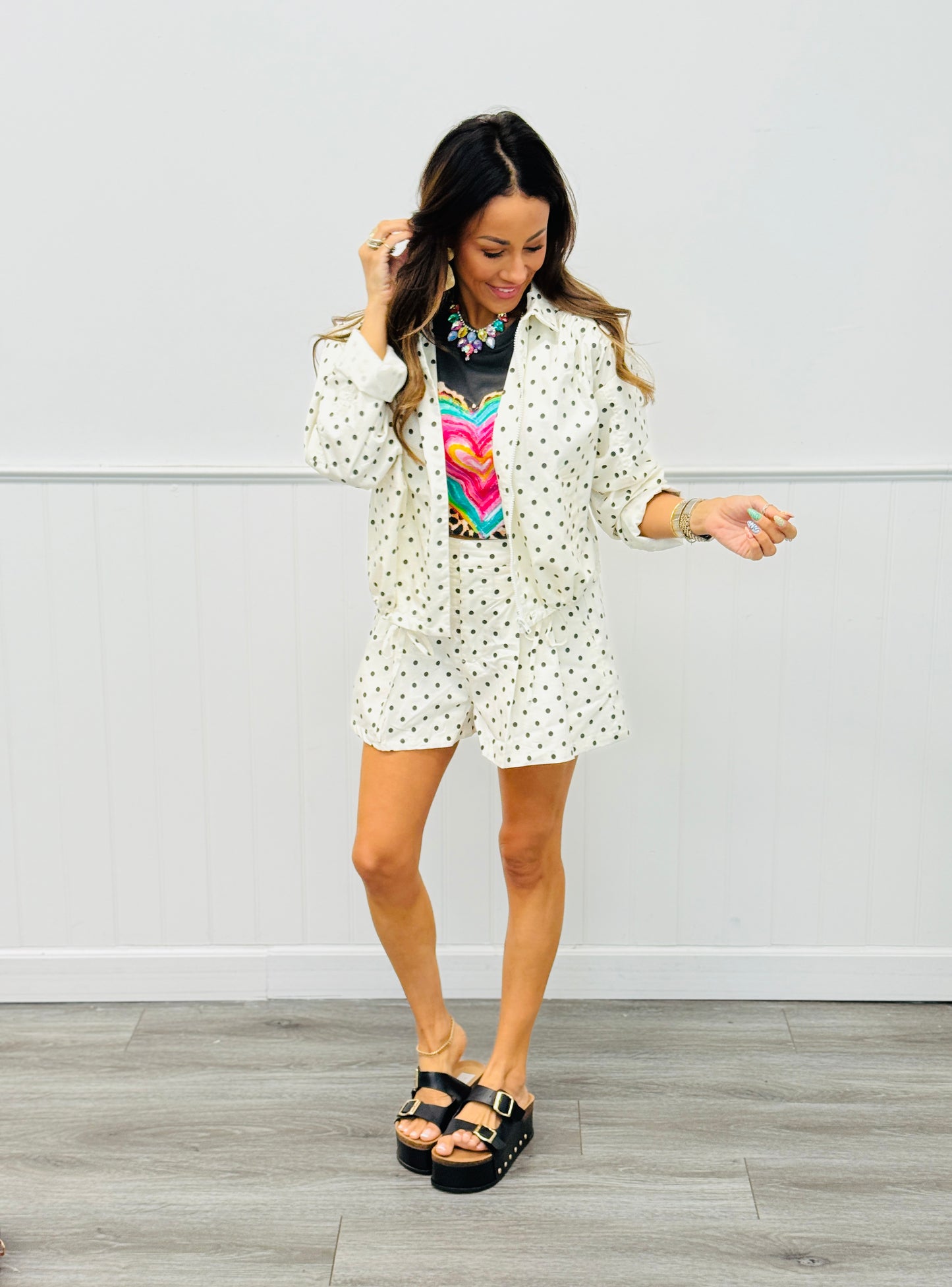 Cream Multi Polka Dot Shorts (Reg.)
