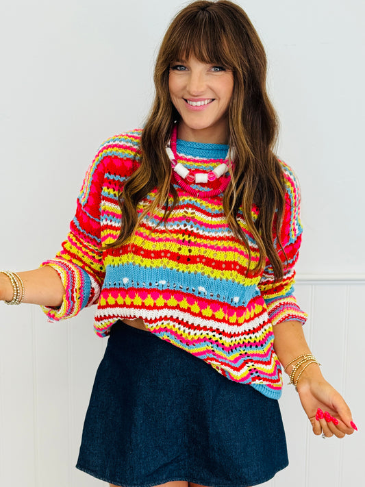 Neon Multi Textured  Knit Sweater Coverup (Reg.)