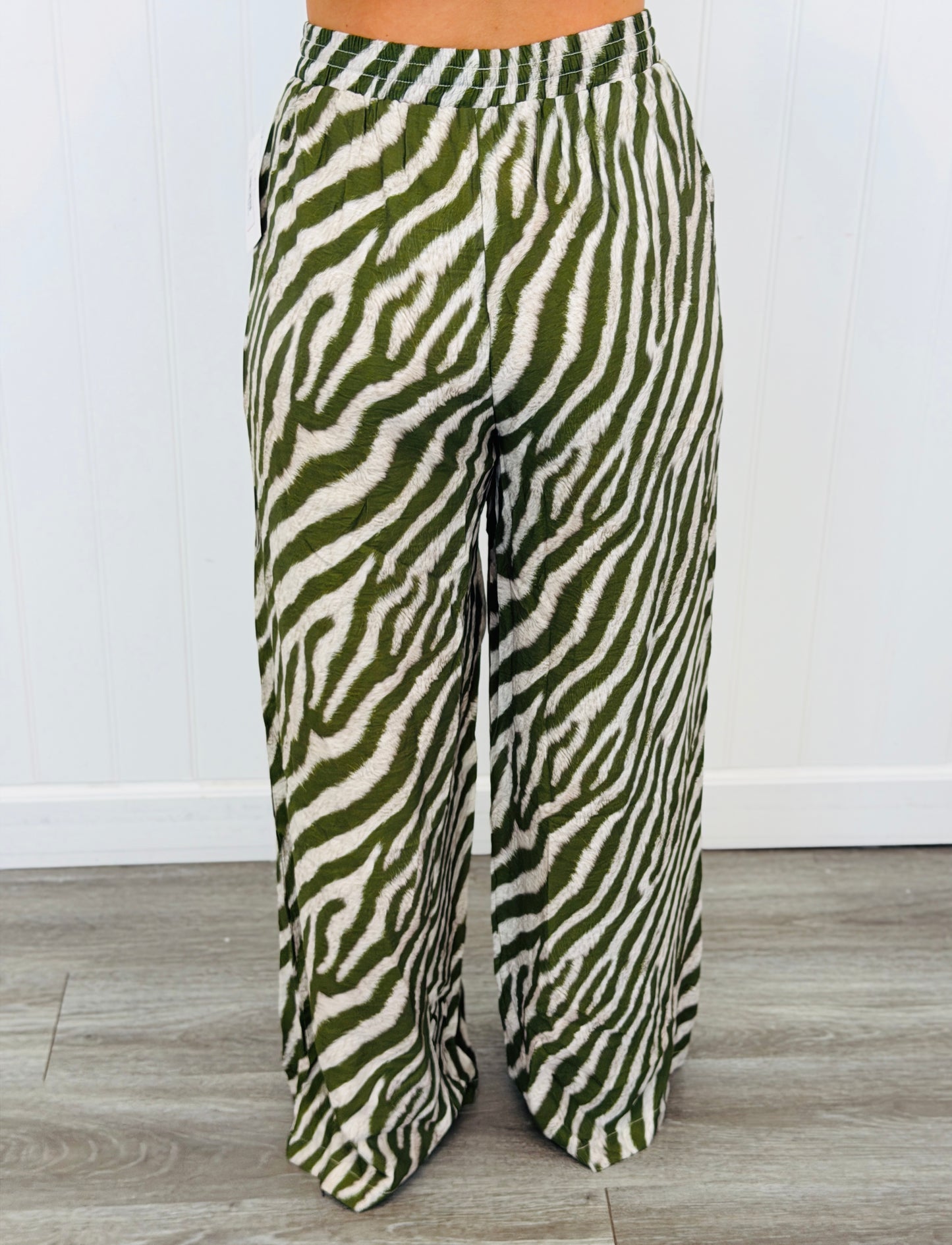 Olive Zebra Wide Leg Pants (Reg.)