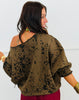 Olive One Shoulder Boxy Sweatshirt (Reg.)