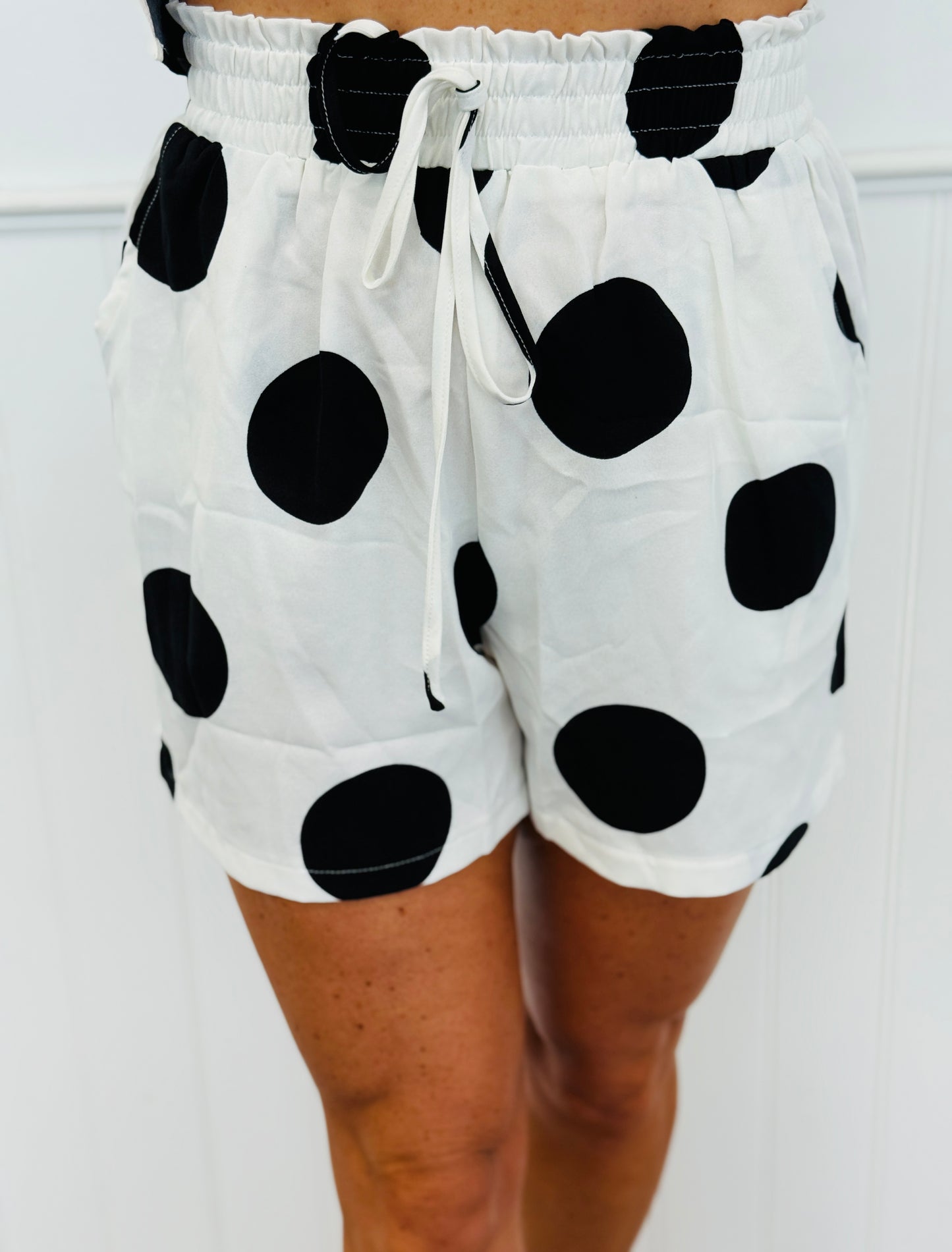White/Black Big Dots Shirt & Shorts Set (Reg & Plus)
