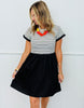 Black Half Stripe Knit Mini Dress  (Reg.)