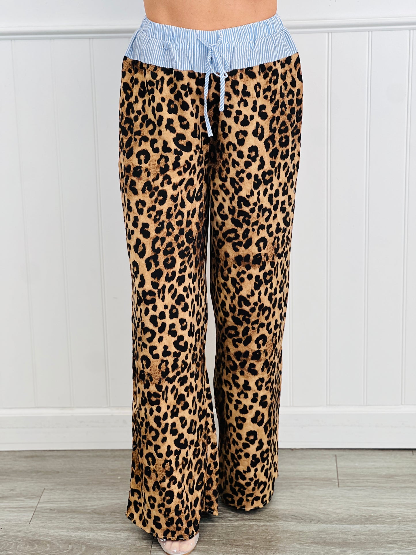 Leopard & Stripe Button Down Lounge Set (Reg. and Plus)