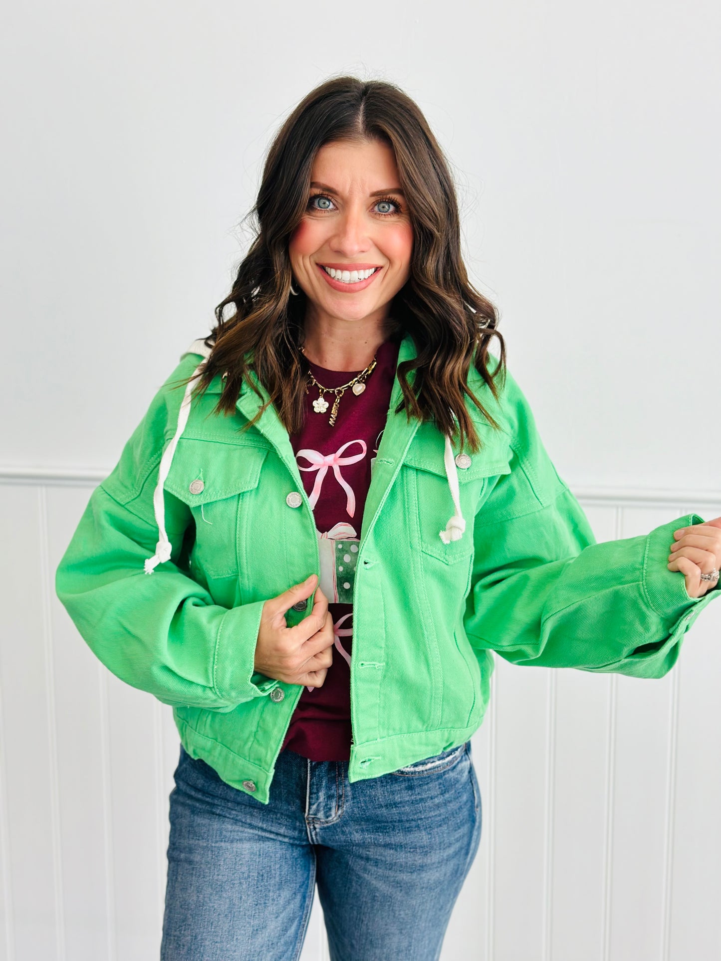 Green Stylish Button Down Jacket (Reg.)