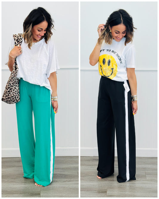 Side Stripe Straight Pants (Reg.) - 2 Colors