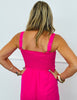 Hot Pink Smocked Balloon Leg Jumpsuit (Reg.)