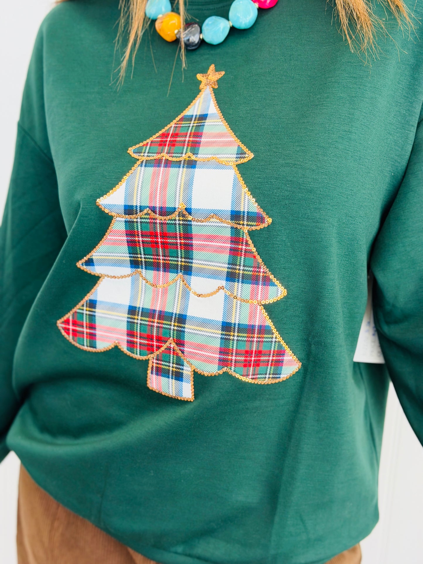 Plaid Christmas Tree Pullover (Reg. and Plus)