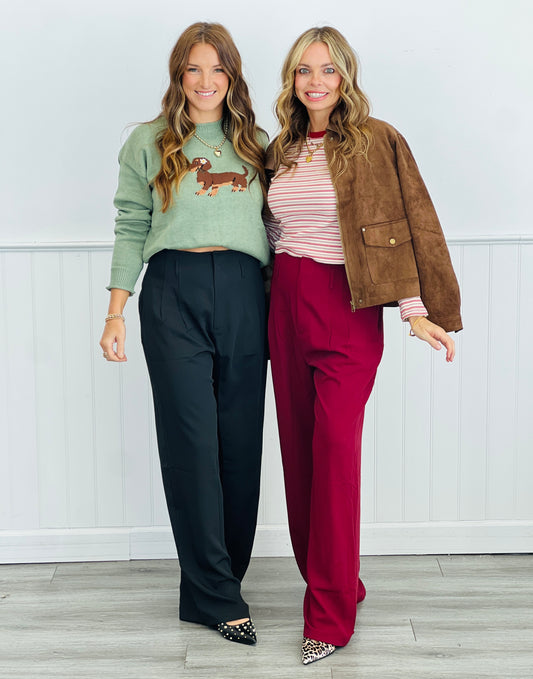 High Waist Wide Leg Pants (Reg.)- 2 Colors