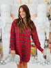Red Multi Plaid Shirt Dress (Reg.)