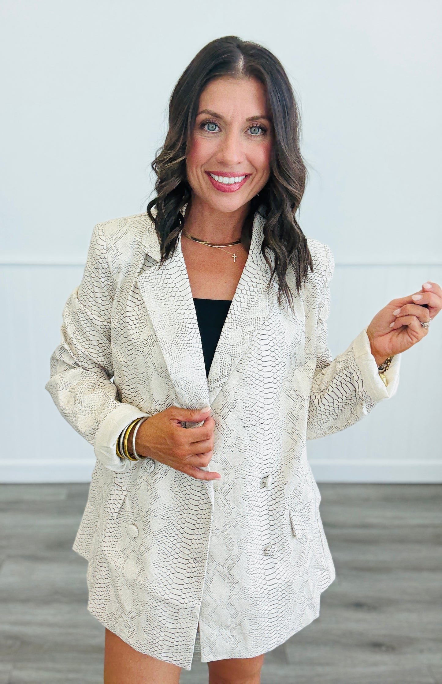 Ivory Multi Snake Print Blazer (Reg.)