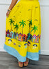 Queen Of Sparkles Yellow Beach Scene Midi Skirt (Reg. & Plus)
