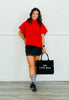 Cable Knit Short Sleeve Sweater Top (Reg & Plus)-2 Colors