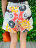 Coral Abstract Print Belted Shorts (Reg.)