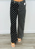 Black Dot/Stripe Mix Wide Leg Pants (Reg & Plus)