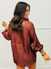 Brown Button Down Organza Top & Short Sets (Reg.)
