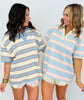 Striped Collared Polo Tee Top (Reg.)-2 Colors