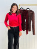 Velvet Solid LS Blouse (Reg & Plus)-3 Colors