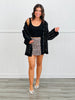POL Black Chenille Pearl Studded Sweater Cardigan (Reg.)