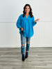 Aqua Rose Button Down Oversized Blouse (Reg. and Plus)