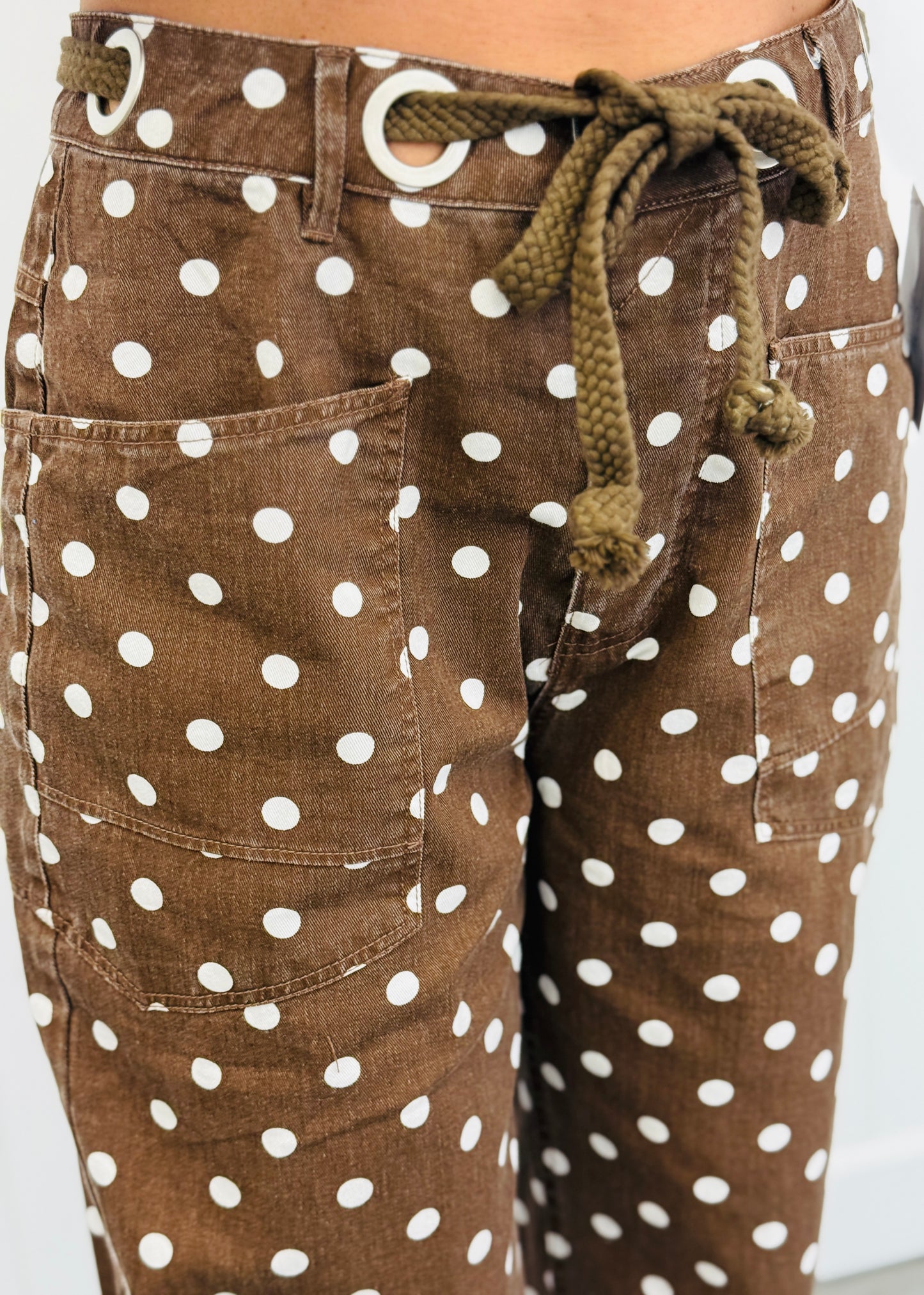 Brown Polka Dot Barrel Pants (Reg.)