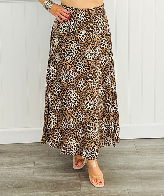 Multi Leopard A-Line Maxi Skirt (Reg)