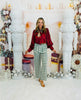 Ruby Red Metallic Bow Tie Blouse (Reg.)