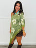 Green Floral Lace Asymmetrical Blouse (Reg.)