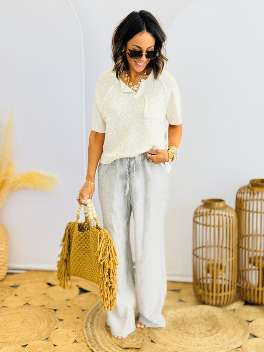 Ivory/Navy Yarn Dye Striped Lounge Pants (Reg)