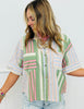 Olive Multi Stripe Button Down Shirt (Reg. and Plus)