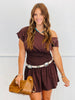 Brown Off Shoulder Mini Dress (Reg.)