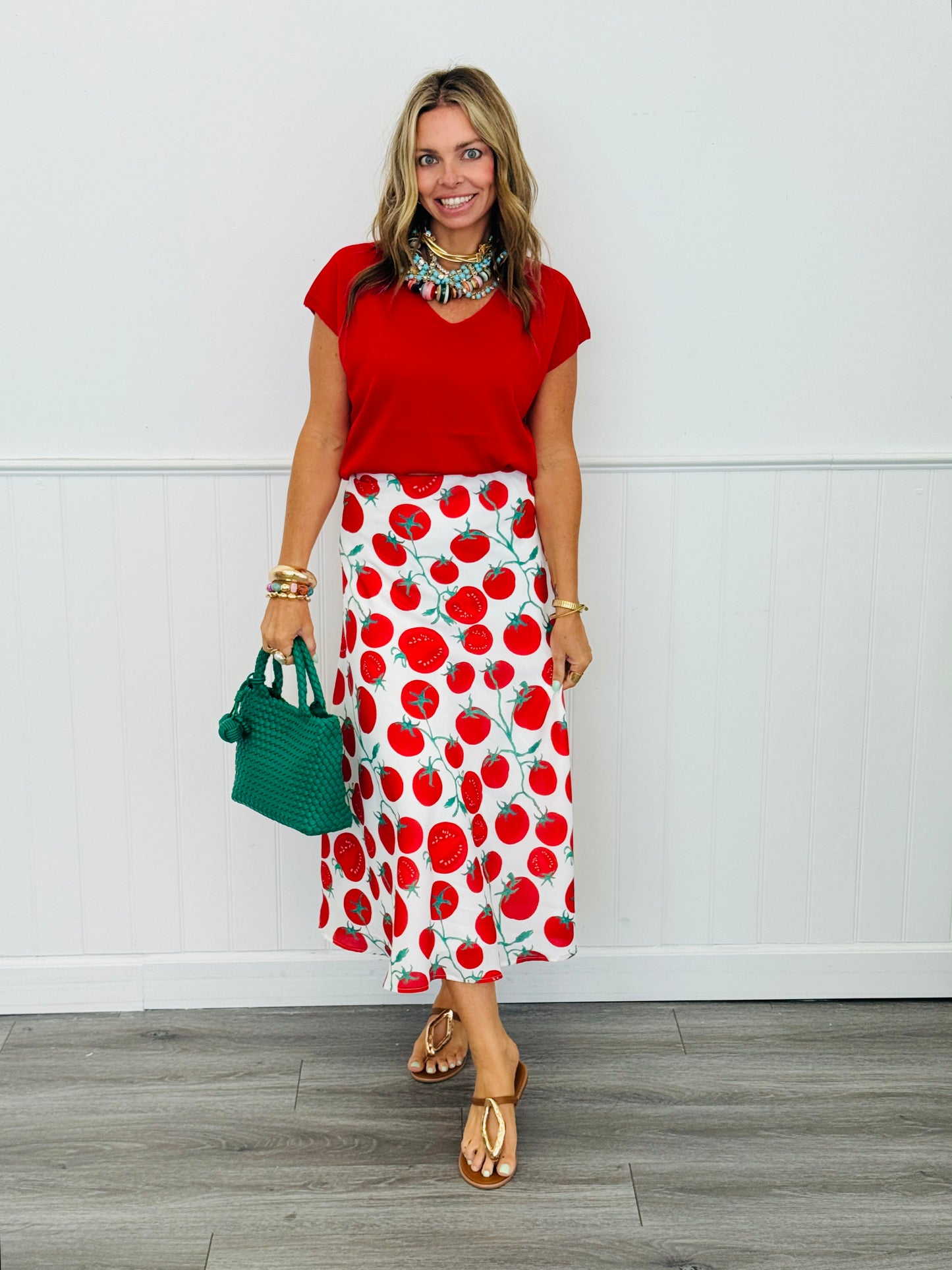 Tomato Print Midi Skirt (Reg. and Plus)
