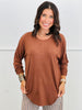 Curved Hem Long Sleeve Top (Reg.)-5 Colors