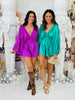 Ruffled Smocked Neck Metallic Romper (Reg.) - 2 Colors