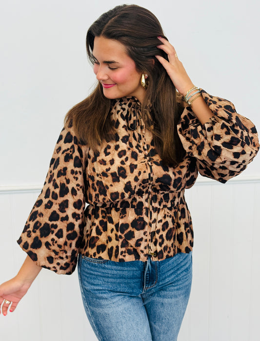 Brown Leopard Zip Up Jacket (Reg.)