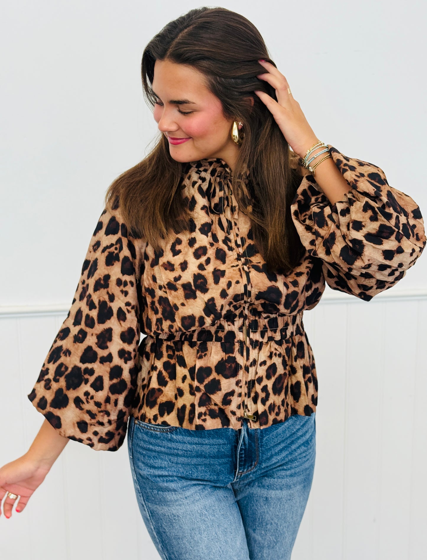 Brown Leopard Zip Up Jacket (Reg.)
