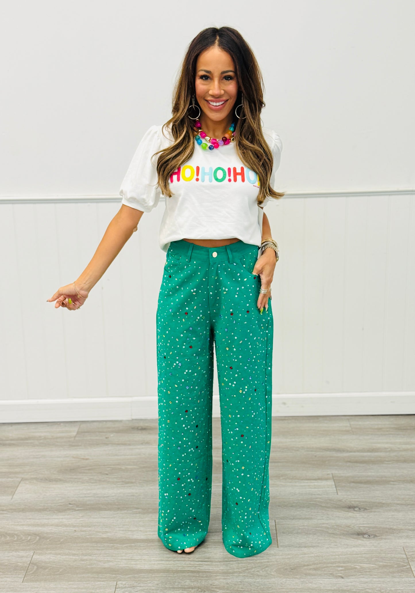 Queen Of Sparkles Green Multi Rhinestone Jeans (Reg. and Plus)