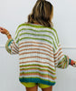 Green Multi Chunky Striped Sweater Cardigan (Reg & Plus)