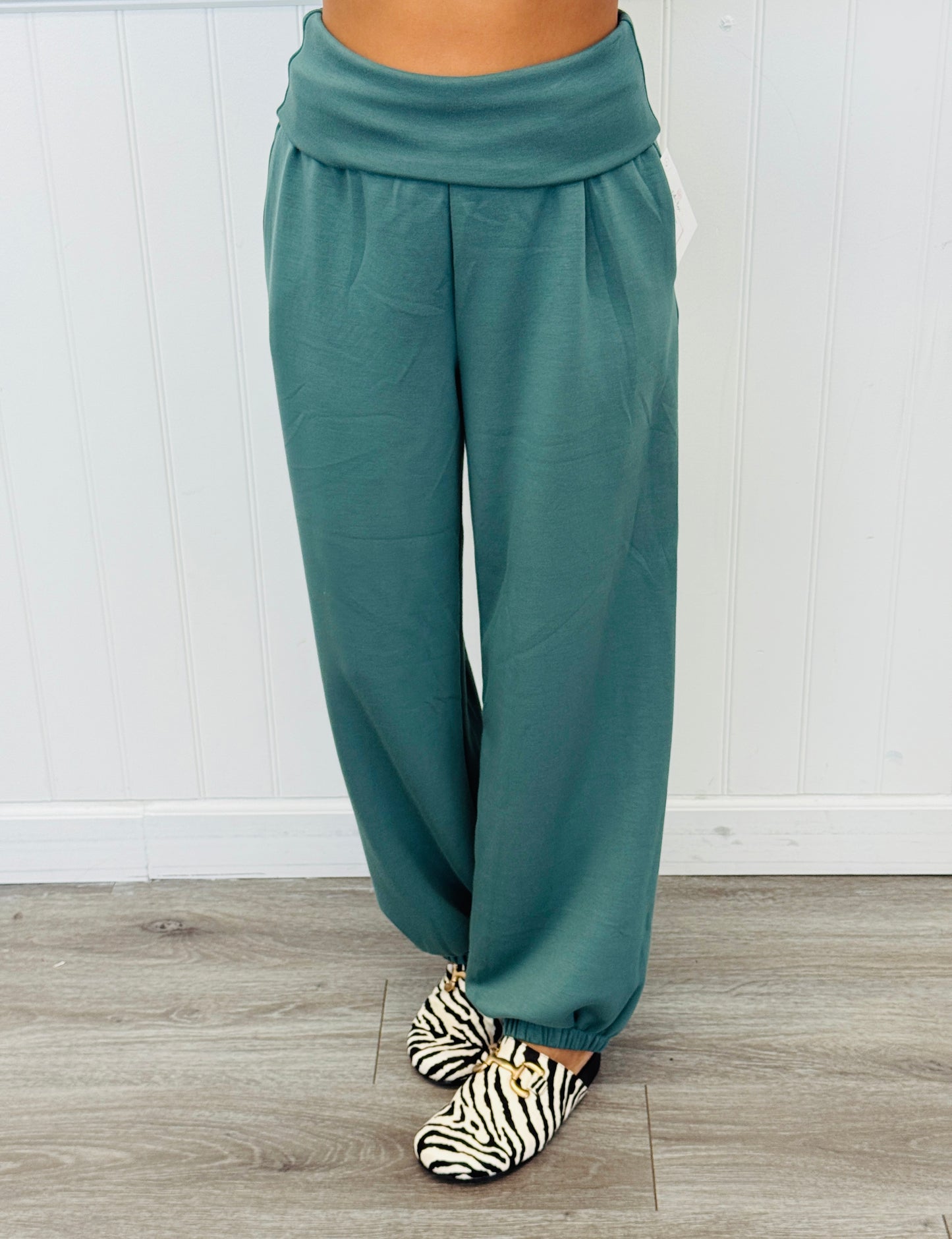 Fold Over Waistband Sweat Pants (Reg.) - 4 Colors